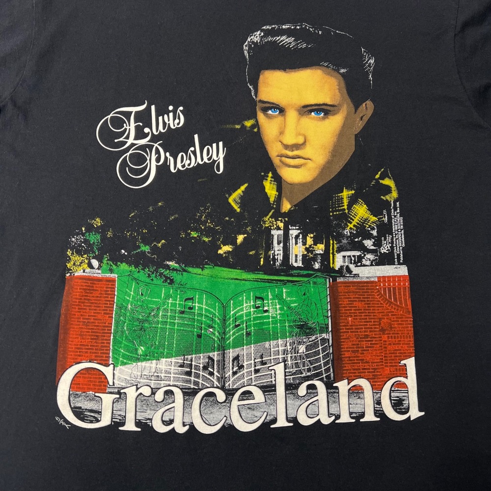 VTG Screen Stars Best‎ Elvis Presley Graceland Graphic Tee Single Stitch USA XL